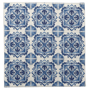 Mediterranean Tiles, Portuguese, Azulejo, Majolica Cloth Napkin