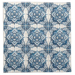 Mediterranean Tiles, Portuguese, Azulejo, Majolica Cloth Napkin