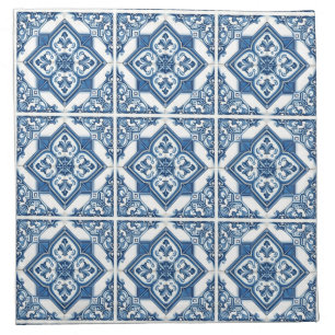 Mediterranean Tiles, Portuguese, Azulejo, Majolica Cloth Napkin