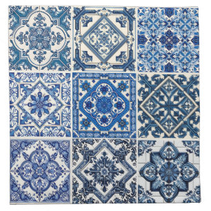 Mediterranean Tiles, Portuguese, Azulejo, Majolica Cloth Napkin