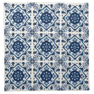 Mediterranean Tiles, Portuguese, Azulejo, Majolica Cloth Napkin