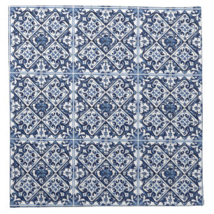 Mediterranean Tiles, Portuguese, Azulejo, Majolica Cloth Napkin