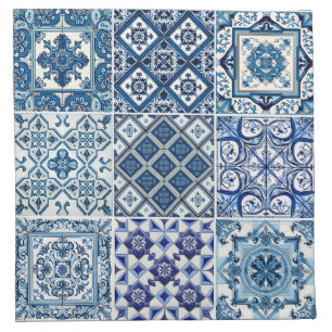 Mediterranean Tiles, Portuguese, Azulejo, Majolica Cloth Napkin