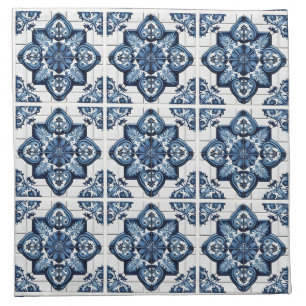 Mediterranean Tiles, Portuguese, Azulejo, Majolica Cloth Napkin