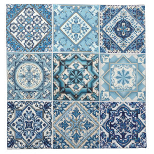 Mediterranean Tiles, Portuguese, Azulejo, Majolica Cloth Napkin