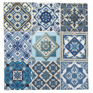 Mediterranean Tiles, Portuguese, Azulejo, Majolica Cloth Napkin
