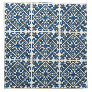 Mediterranean Tiles, Portuguese, Azulejo, Majolica Cloth Napkin