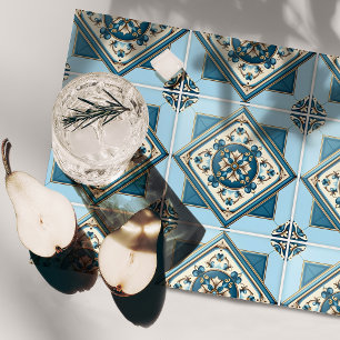 Mediterranean Tiles, Portuguese, Azulejo, Majolica Cloth Placemat