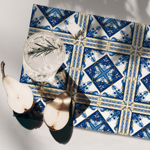 Mediterranean Tiles, Portuguese, Azulejo, Majolica Cloth Placemat