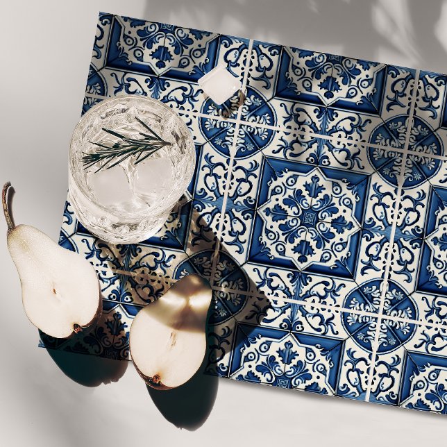 Mediterranean Tiles, Portuguese, Azulejo, Majolica Cloth Placemat (Creator Uploaded)