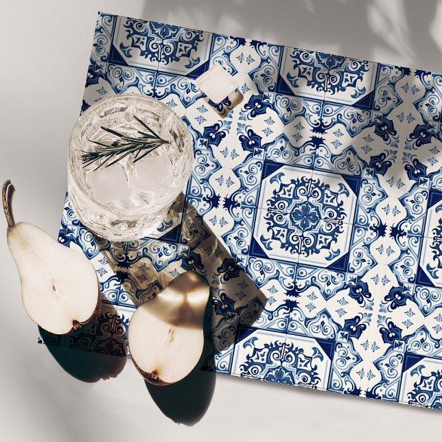 Mediterranean Tiles, Portuguese, Azulejo, Majolica Cloth Placemat (Creator Uploaded)