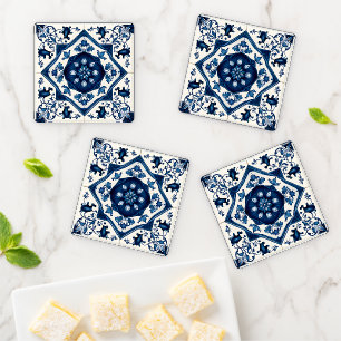 Mediterranean Tiles, Portuguese, Azulejo, Majolica Coaster Set