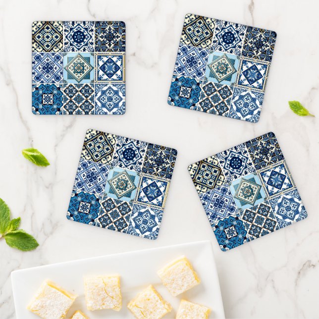 Mediterranean Tiles, Portuguese, Azulejo, Majolica Coaster Set (In Situ)