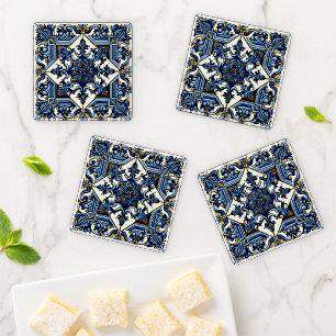 Mediterranean Tiles, Portuguese, Azulejo, Majolica Coaster Set