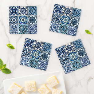 Mediterranean Tiles, Portuguese, Azulejo, Majolica Coaster Set