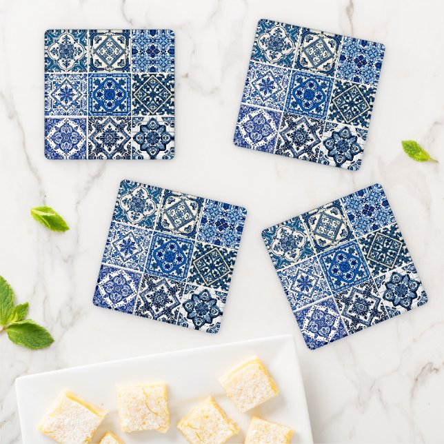 Mediterranean Tiles, Portuguese, Azulejo, Majolica Coaster Set (In Situ)