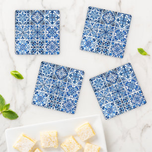 Mediterranean Tiles, Portuguese, Azulejo, Majolica Coaster Set