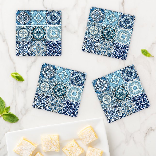 Mediterranean Tiles, Portuguese, Azulejo, Majolica Coaster Set (In Situ)