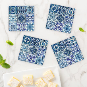 Mediterranean Tiles, Portuguese, Azulejo, Majolica Coaster Set