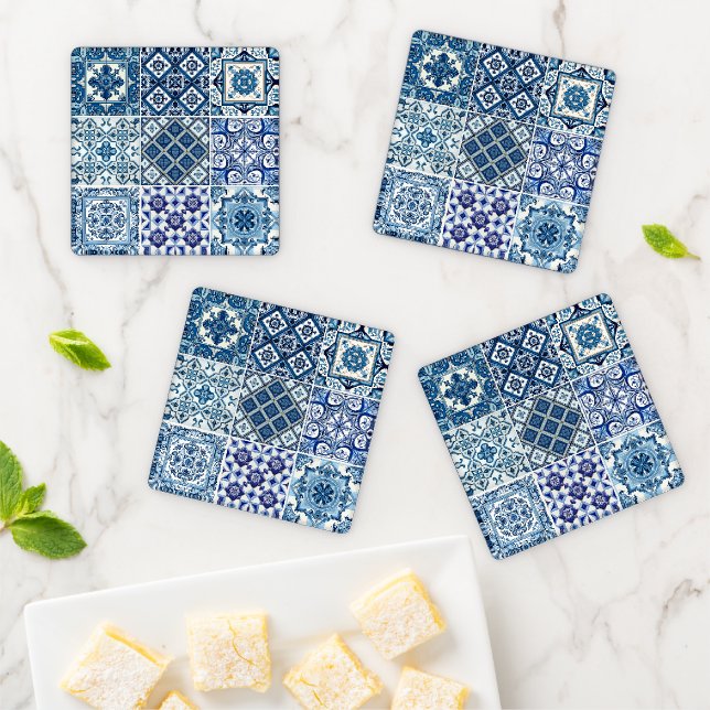 Mediterranean Tiles, Portuguese, Azulejo, Majolica Coaster Set (In Situ)