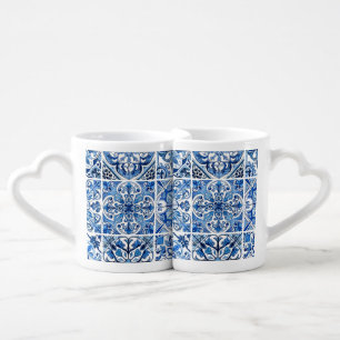 Mediterranean Tiles, Portuguese, Azulejo, Majolica Coffee Mug Set