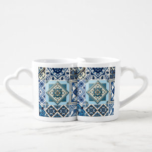 Mediterranean Tiles, Portuguese, Azulejo, Majolica Coffee Mug Set
