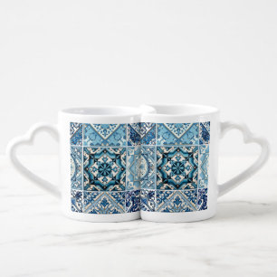Mediterranean Tiles, Portuguese, Azulejo, Majolica Coffee Mug Set