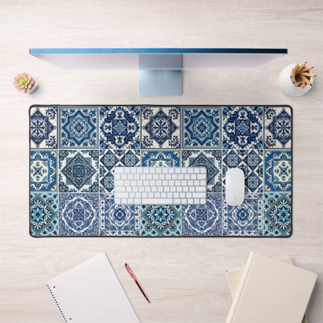Mediterranean Tiles, Portuguese, Azulejo, Majolica Desk Mat (Office 1)