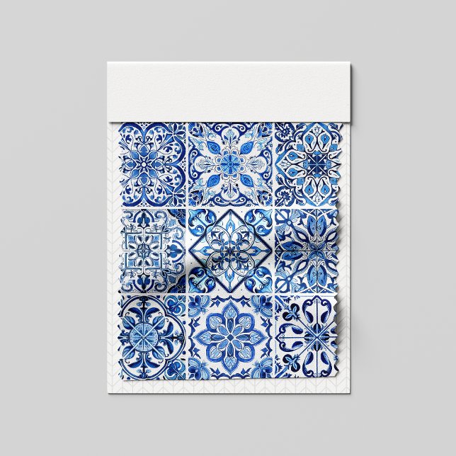 Mediterranean Tiles, Portuguese, Azulejo, Majolica Fabric (Creator Uploaded)