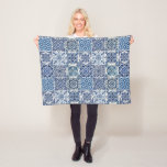 Mediterranean Tiles, Portuguese, Azulejo, Majolica Fleece Blanket