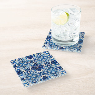 Mediterranean Tiles, Portuguese, Azulejo, Majolica Glass Coaster
