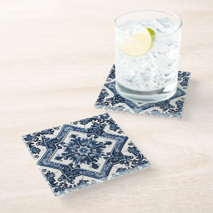 Mediterranean Tiles, Portuguese, Azulejo, Majolica Glass Coaster