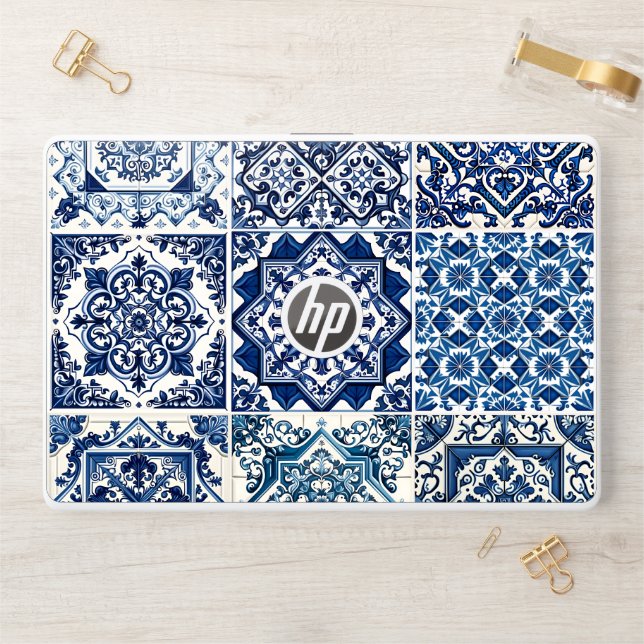Mediterranean Tiles, Portuguese, Azulejo, Majolica HP Laptop Skin (Desk)