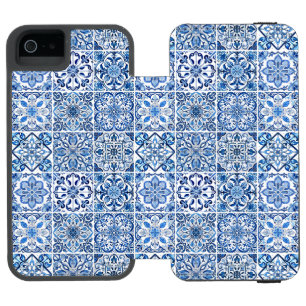 Mediterranean Tiles, Portuguese, Azulejo, Majolica iPhone SE/5/5s Wallet Case