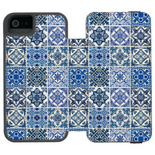Mediterranean Tiles, Portuguese, Azulejo, Majolica iPhone SE/5/5s Wallet Case