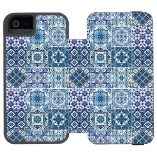 Mediterranean Tiles, Portuguese, Azulejo, Majolica iPhone SE/5/5s Wallet Case