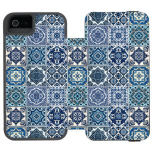 Mediterranean Tiles, Portuguese, Azulejo, Majolica iPhone SE/5/5s Wallet Case