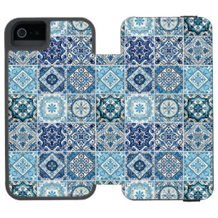 Mediterranean Tiles, Portuguese, Azulejo, Majolica iPhone SE/5/5s Wallet Case