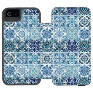 Mediterranean Tiles, Portuguese, Azulejo, Majolica iPhone SE/5/5s Wallet Case