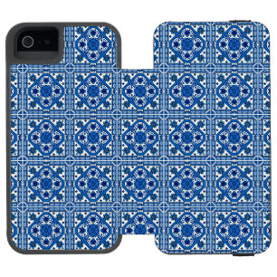 Mediterranean Tiles, Portuguese, Azulejo, Majolica iPhone SE/5/5s Wallet Case