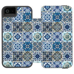 Mediterranean Tiles, Portuguese, Azulejo, Majolica iPhone SE/5/5s Wallet Case