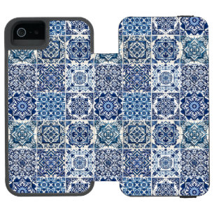 Mediterranean Tiles, Portuguese, Azulejo, Majolica iPhone SE/5/5s Wallet Case