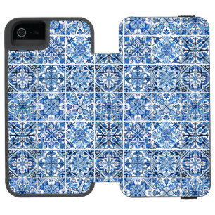 Mediterranean Tiles, Portuguese, Azulejo, Majolica iPhone SE/5/5s Wallet Case