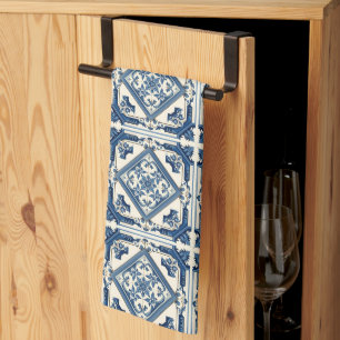Mediterranean Tiles, Portuguese, Azulejo, Majolica Kitchen Towel