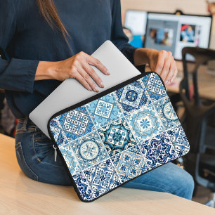 Mediterranean Tiles, Portuguese, Azulejo, Majolica Laptop Sleeve