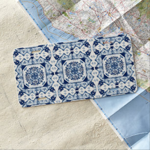 Mediterranean Tiles, Portuguese, Azulejo, Majolica License Plate