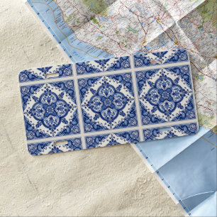 Mediterranean Tiles, Portuguese, Azulejo, Majolica License Plate