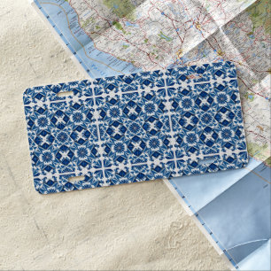 Mediterranean Tiles, Portuguese, Azulejo, Majolica License Plate