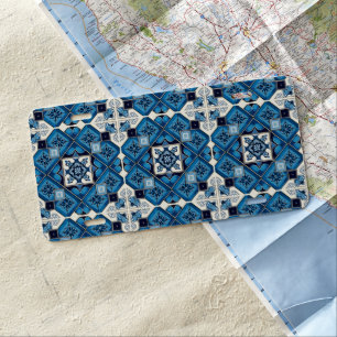 Mediterranean Tiles, Portuguese, Azulejo, Majolica License Plate