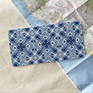 Mediterranean Tiles, Portuguese, Azulejo, Majolica License Plate